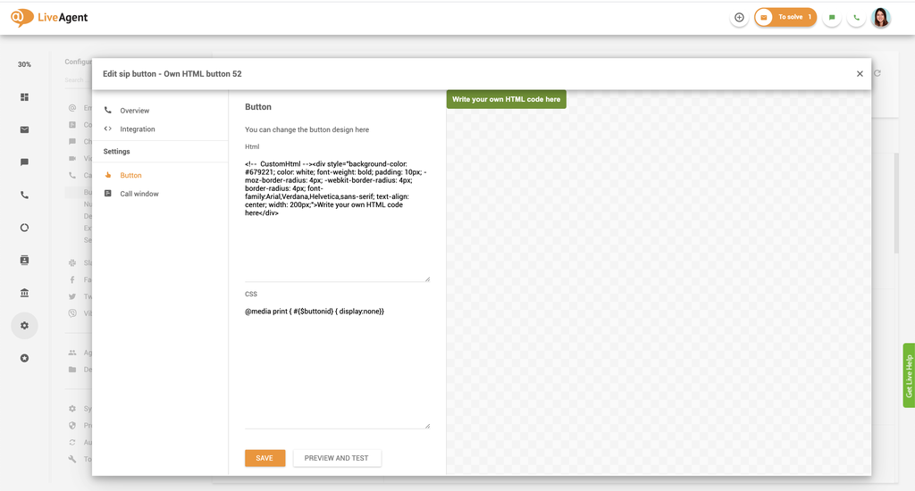 LiveAgent - create custom button