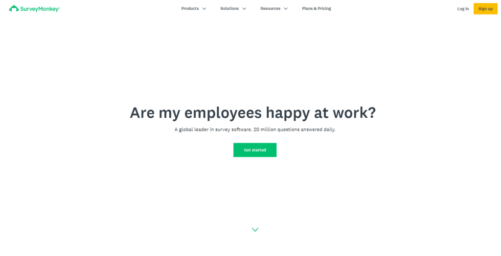 Home Page di Surveymonkey 