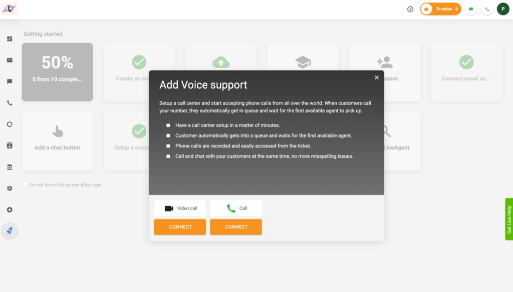 Tilføj voice support i LiveAgent