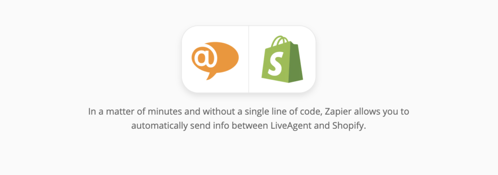 LiveAgent and Shopify integration page on Zapier