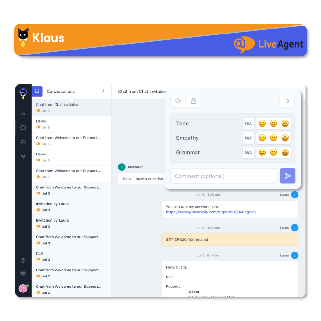 liveagent and klaus integration