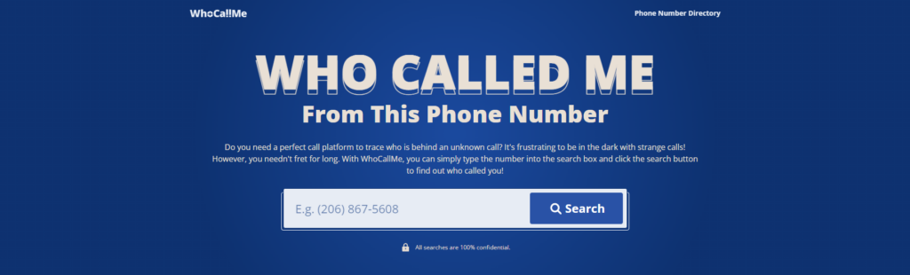 WhoCallMe homepage