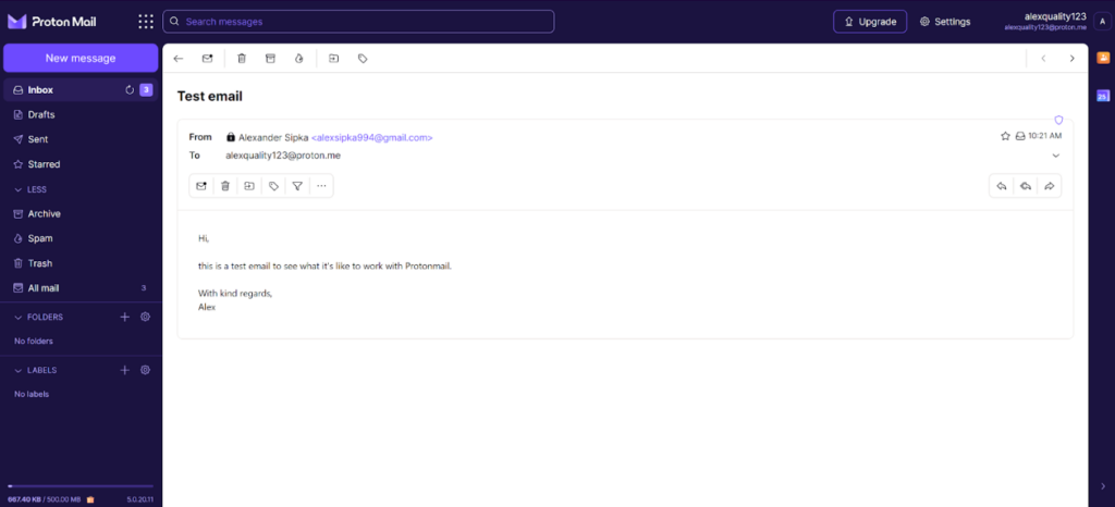 Proton Mail - test email