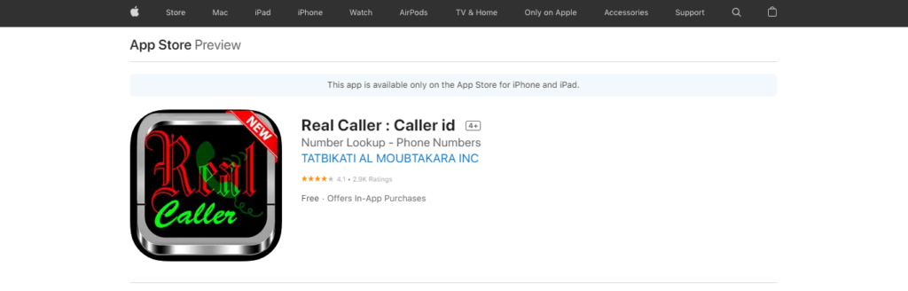 Real Caller : Caller id App Store website
