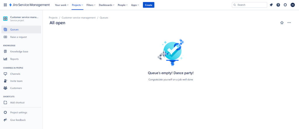 Jira Service Management - overview of queues in projects