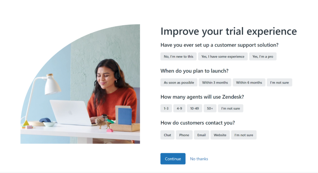Zendesk - trial questionnaire